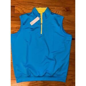 NWT Carnoustie Golf Vest Mens 1/4 Zip Performance Jacket Blue Preppy Classic L